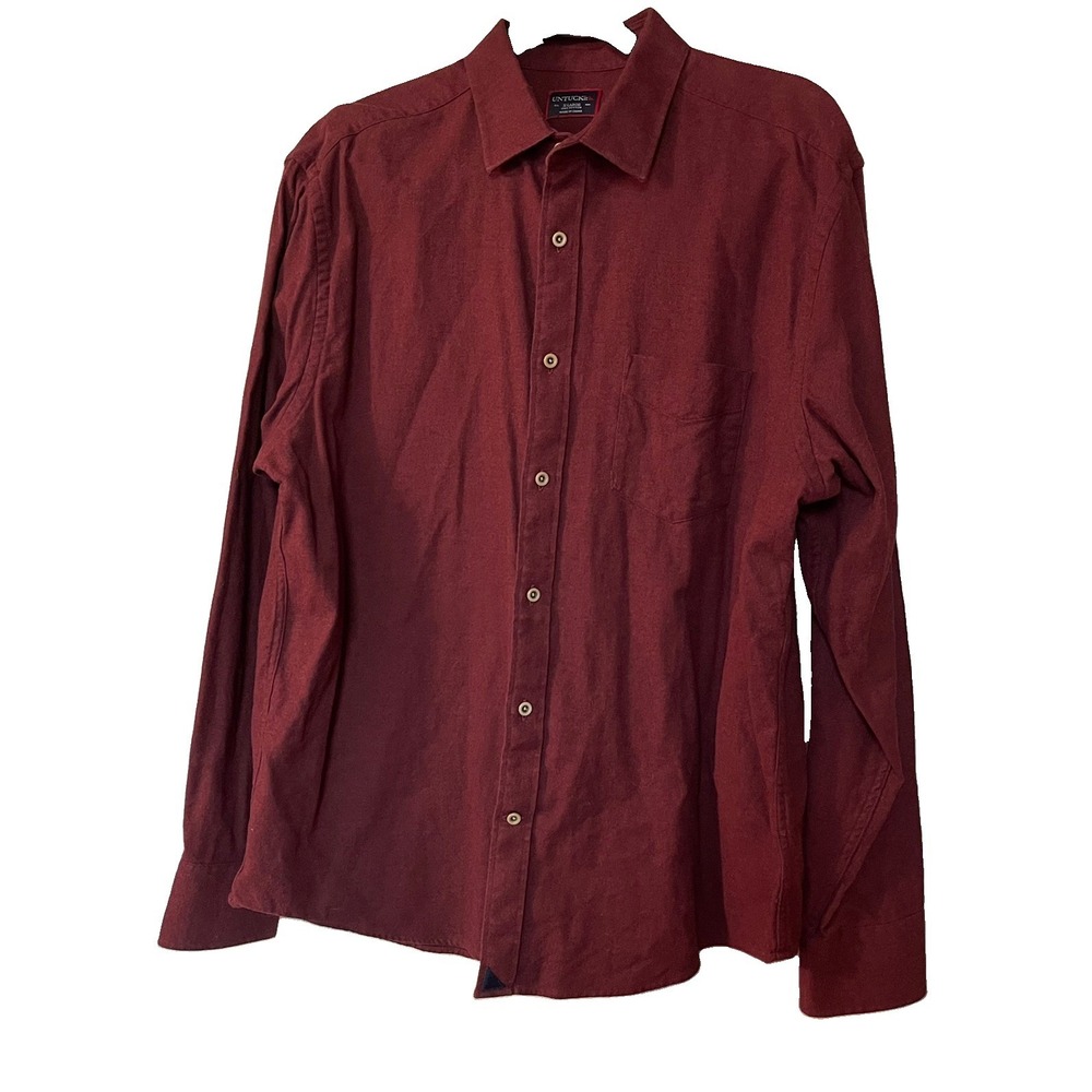 UNTUCKit Hemsworth Shirt Mens X-Large Burgundy Long Sleeve Regular Fit